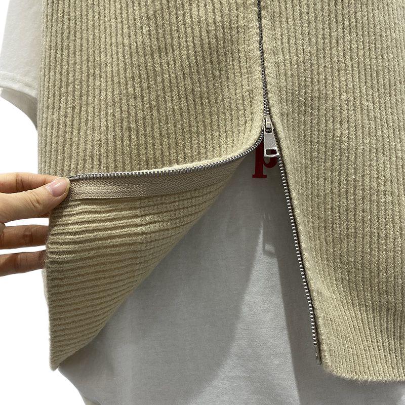 Casual Solid-Color Loose-Fit Zippered Knitted Vest For Layering